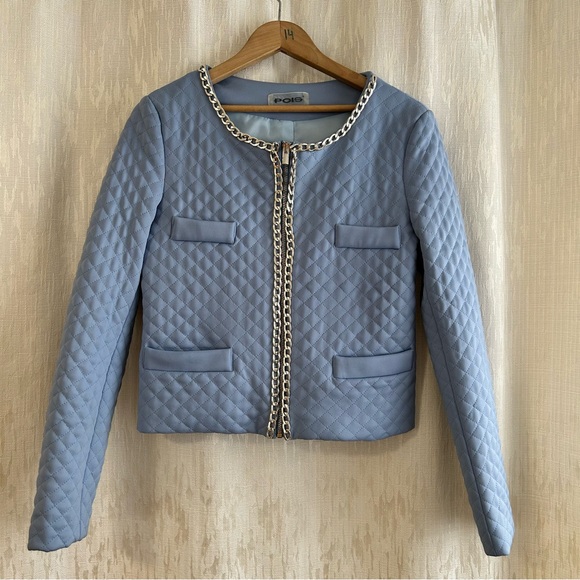 Light Blue croped Quilted Jacket by Poise, made in Italy - Picture 9 of 9